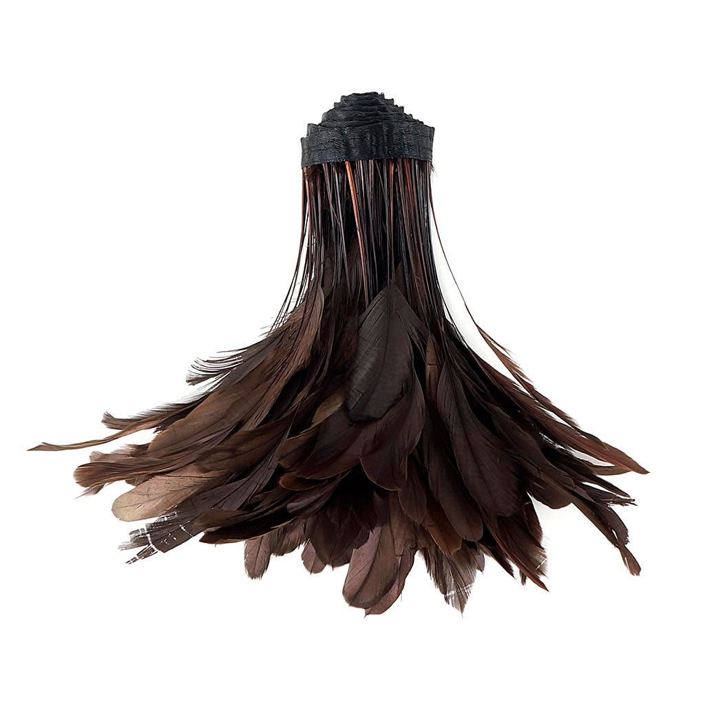 Stripped Bleached Coque Fringe - Brown
