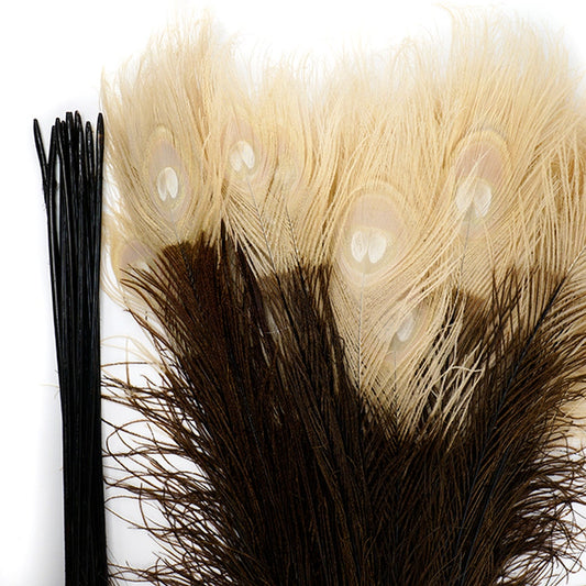 Peacock Tail Eyes Tipped - Brown/Eggshell - 25 -40"