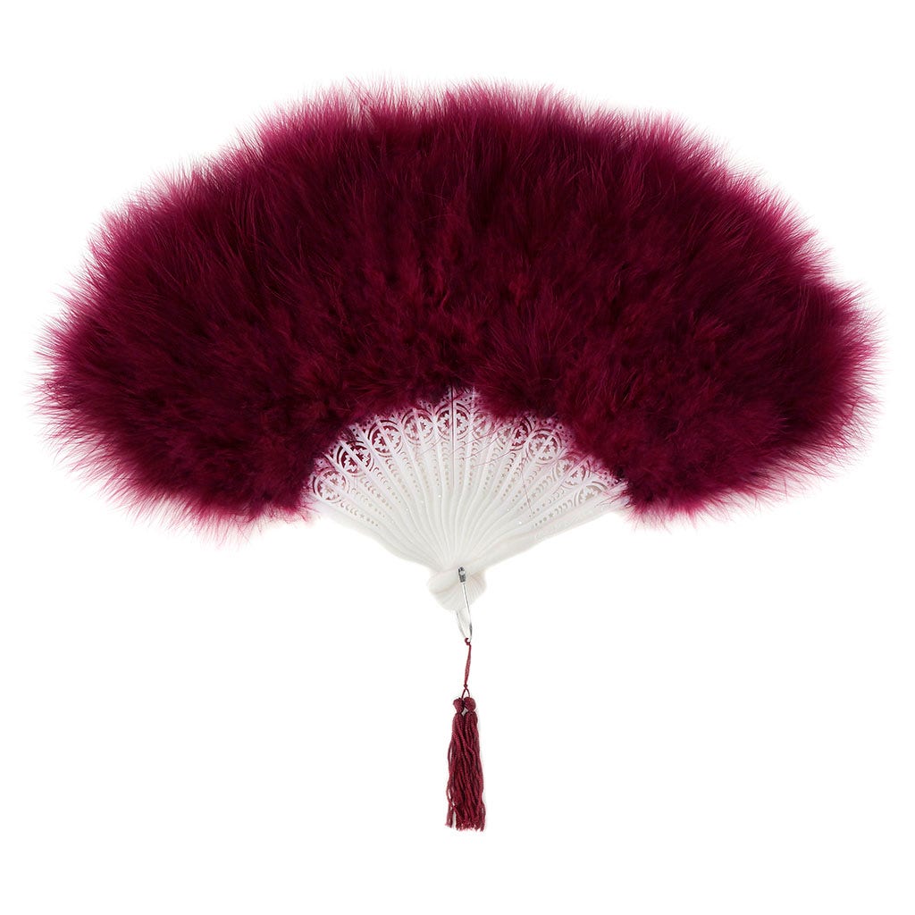 Marabou Feather Fan - Burgundy