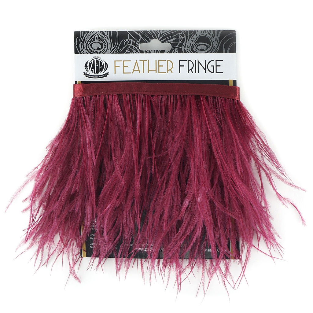 One-Ply Ostrich Feather Fringe - 1 Yard - Burgundy