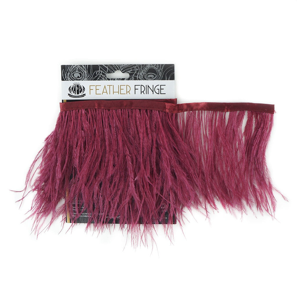 One-Ply Ostrich Feather Fringe - 1 Yard - Burgundy