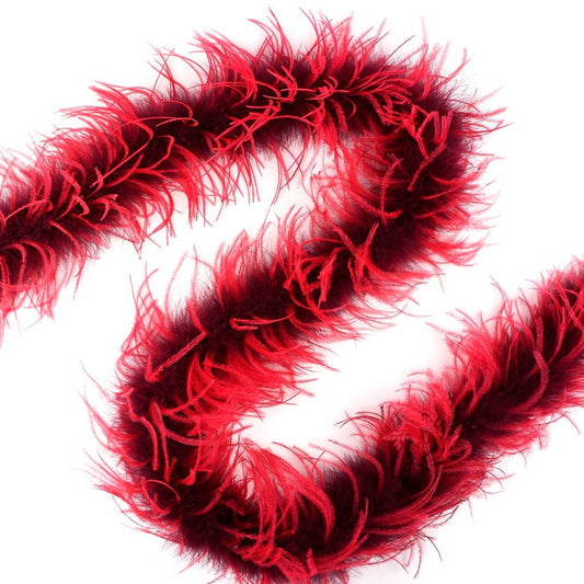 Marabou and Ostrich Feather Boa - Burgundy/Tango Red