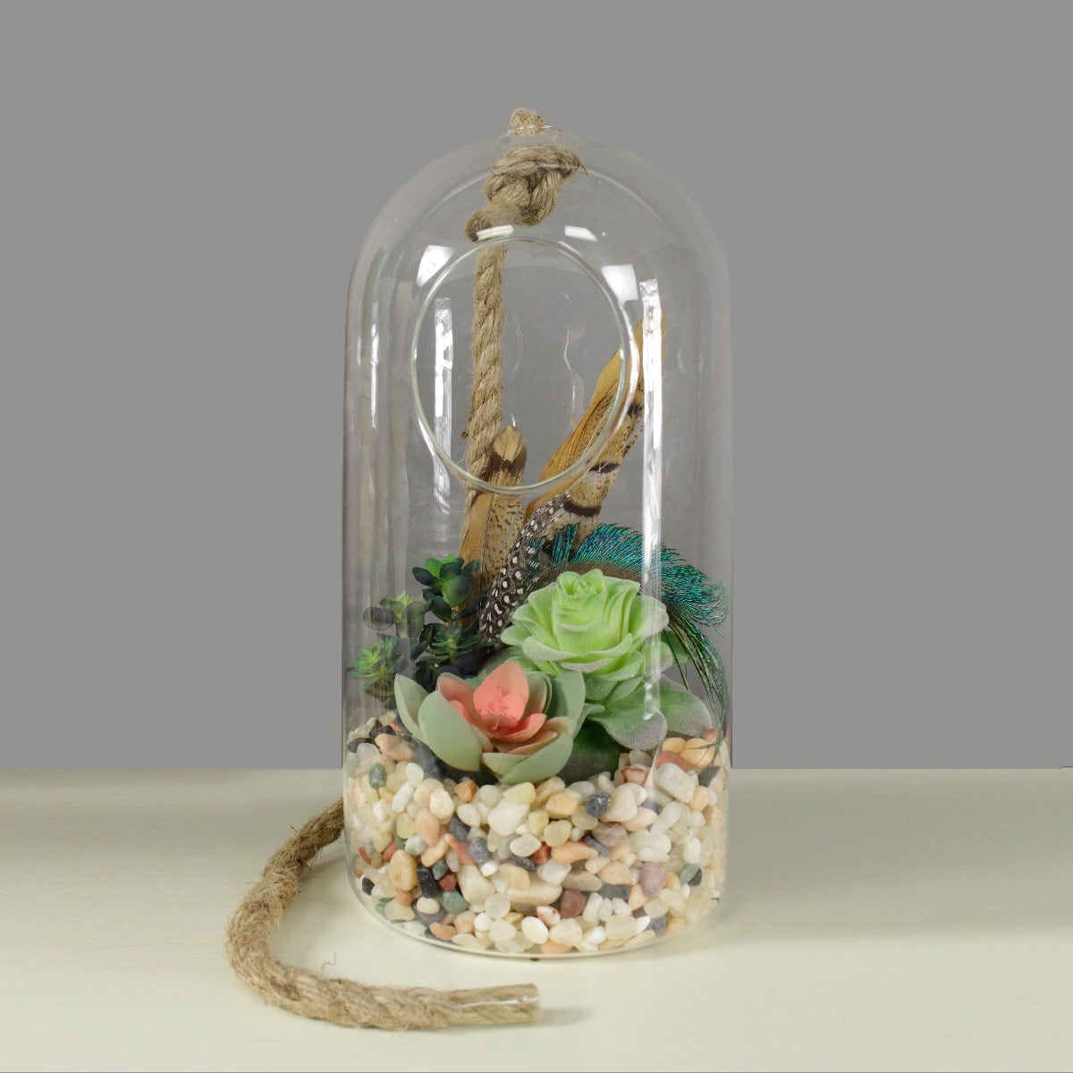 1 PC Terrarium Vase With Rope 10.5" - Clear