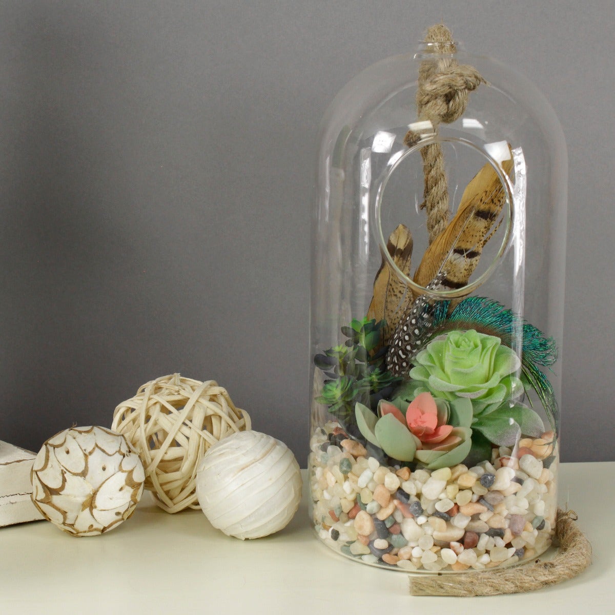 1 PC Terrarium Vase With Rope 10.5" - Clear