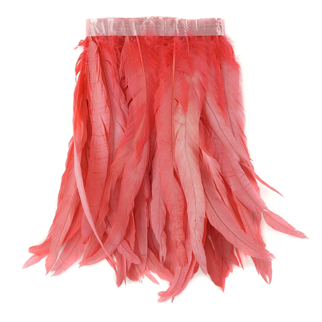 Bleach Dyed Coque Tail Fringe - 12-14" - Coral