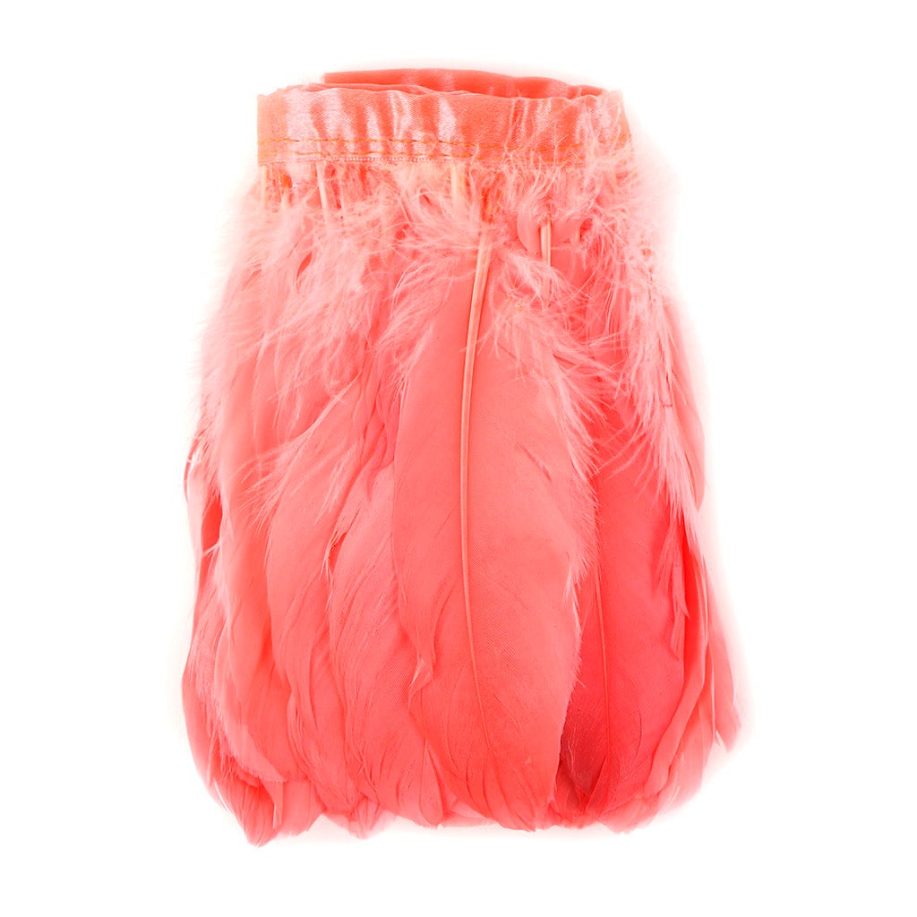 Parried Goose Pallet Feather Fringe - Coral