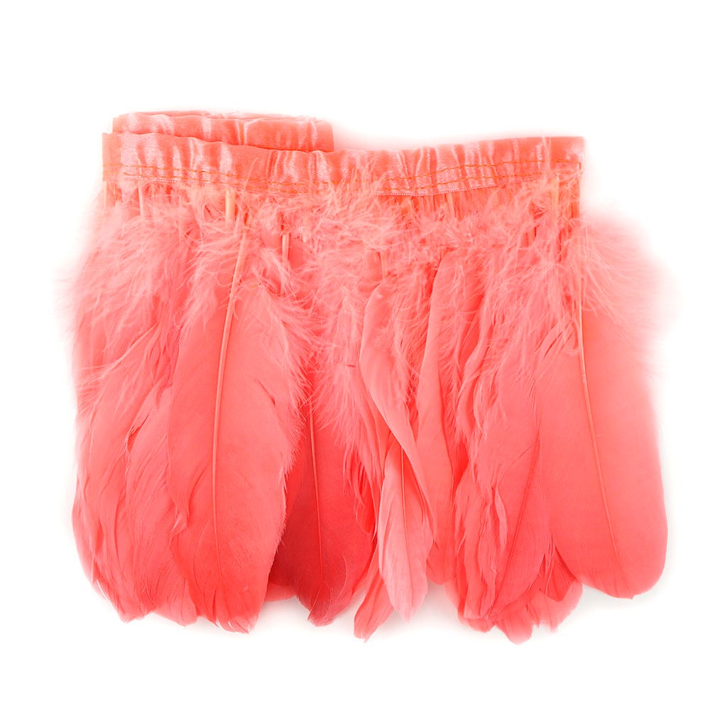 Parried Goose Pallet Feather Fringe - Coral