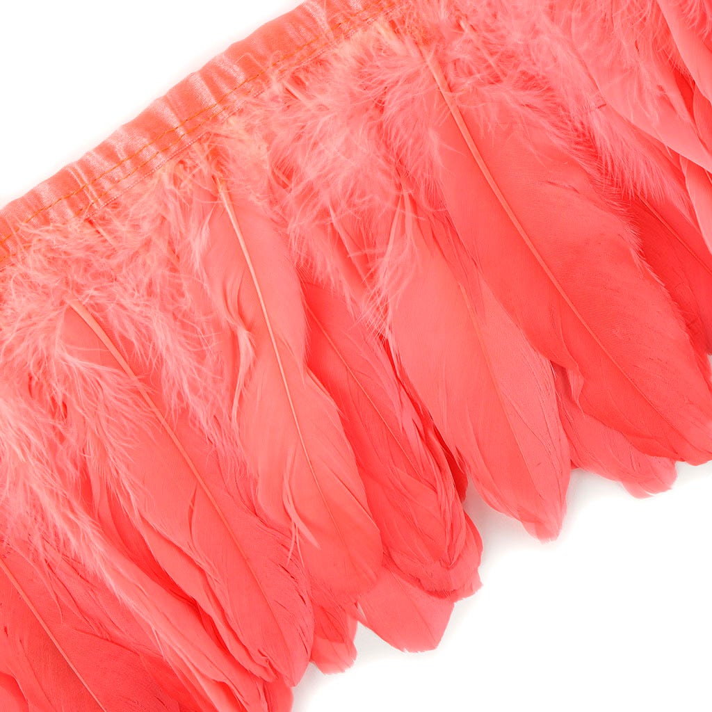 Parried Goose Pallet Feather Fringe - Coral