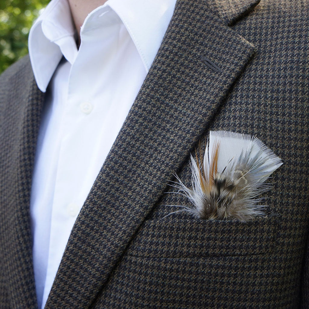 Light Feather Hat Trim With Turkey and Pheasant - Eggshell Natural