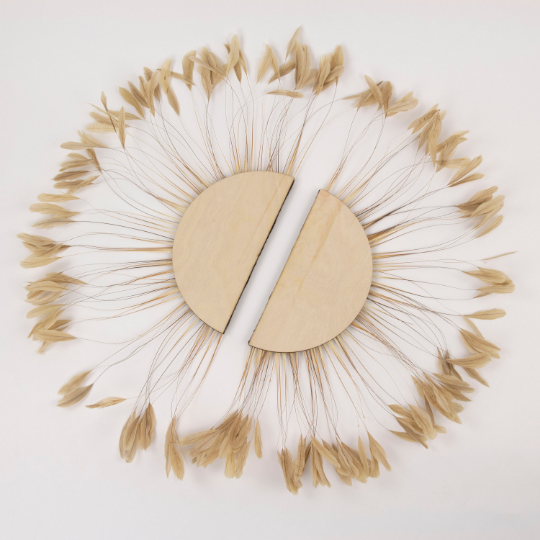 Half Moon Set Beige Feather Wall Art