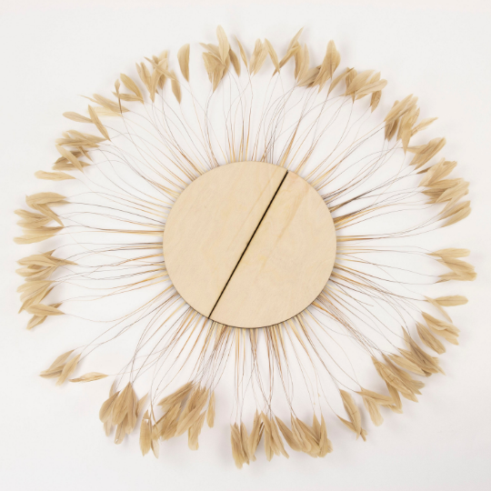 Half Moon Set Beige Feather Wall Art