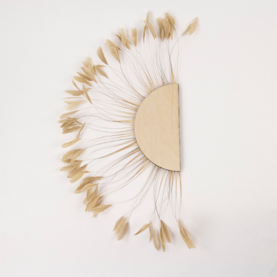 Half Moon Set Beige Feather Wall Art