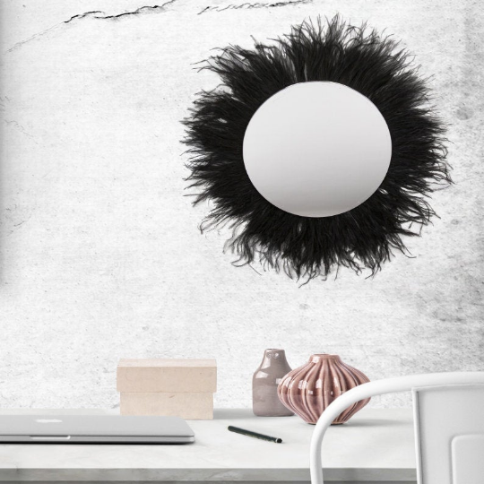 Black Ostrich Feather Wall Art