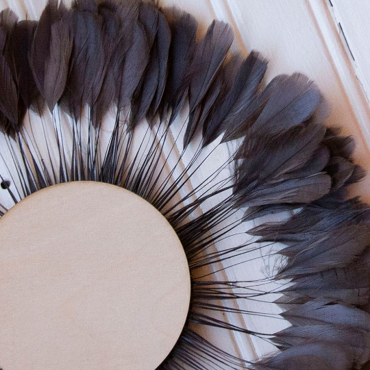 Small Full Moon Brown Feather Wall Art