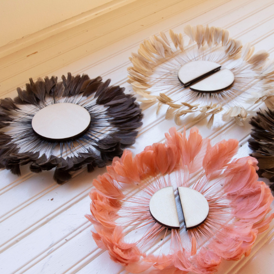 Small Full Moon Brown Feather Wall Art