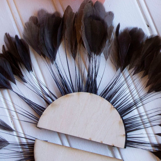 Small Half Moon Set Brown Feather Wall Art