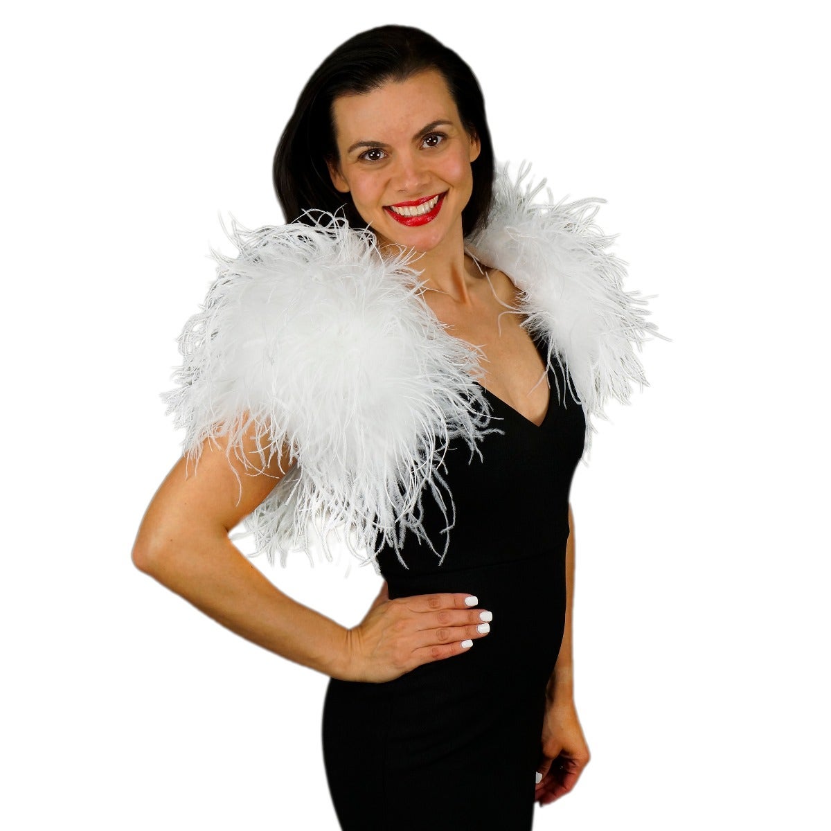 Large Ostrich Feather Bolero Shoulder Wrap / Coat White