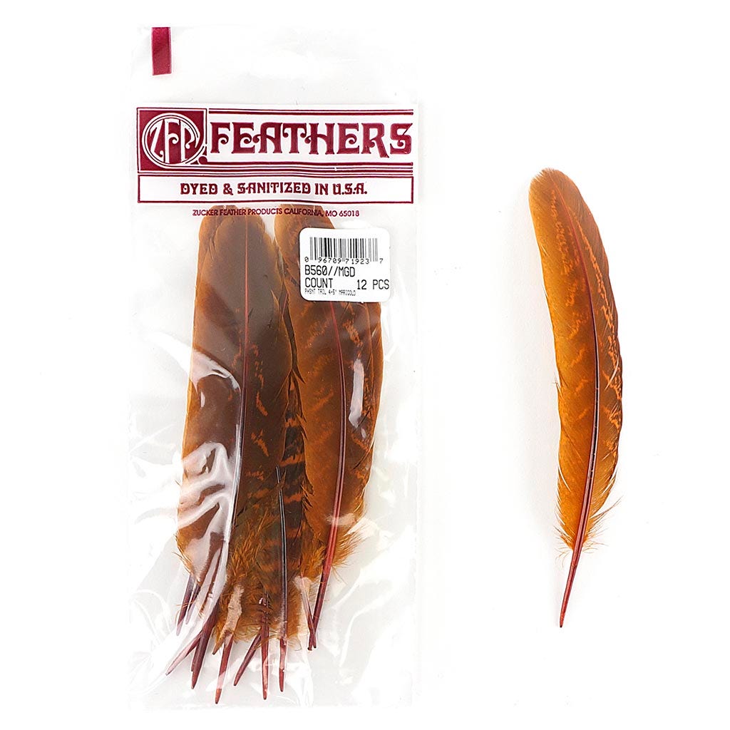 Pheasant Tail Feathers Dyed - Marigold