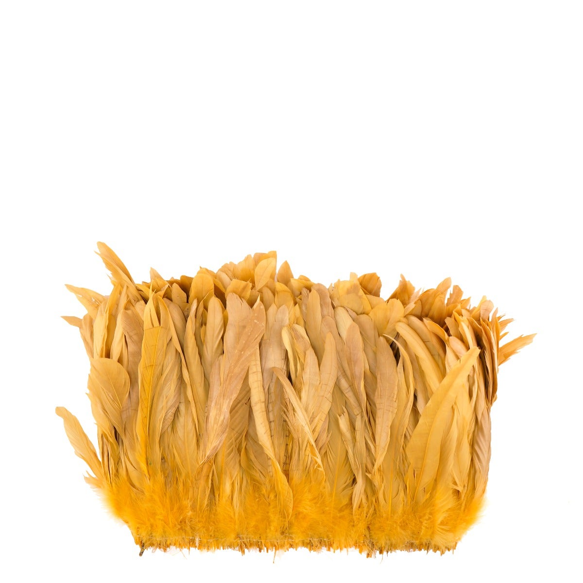 ROOSTER COQUE TAILS FEATHERS BLEACH DYED 7-10” - 1/2 Yard ( 18" ) - Gold
