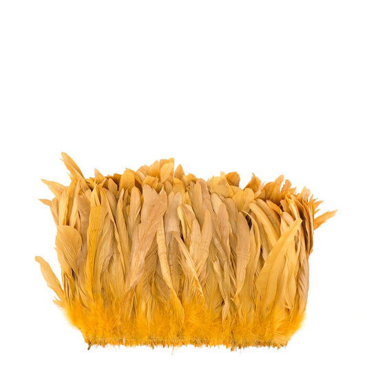 ROOSTER COQUE TAILS FEATHERS BLEACH DYED 7-10” - 1/2 Yard ( 18" ) - Gold
