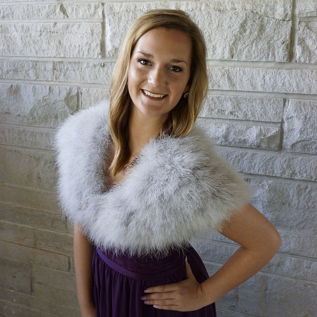 Marabou Feather Shawl w/Hook Grey