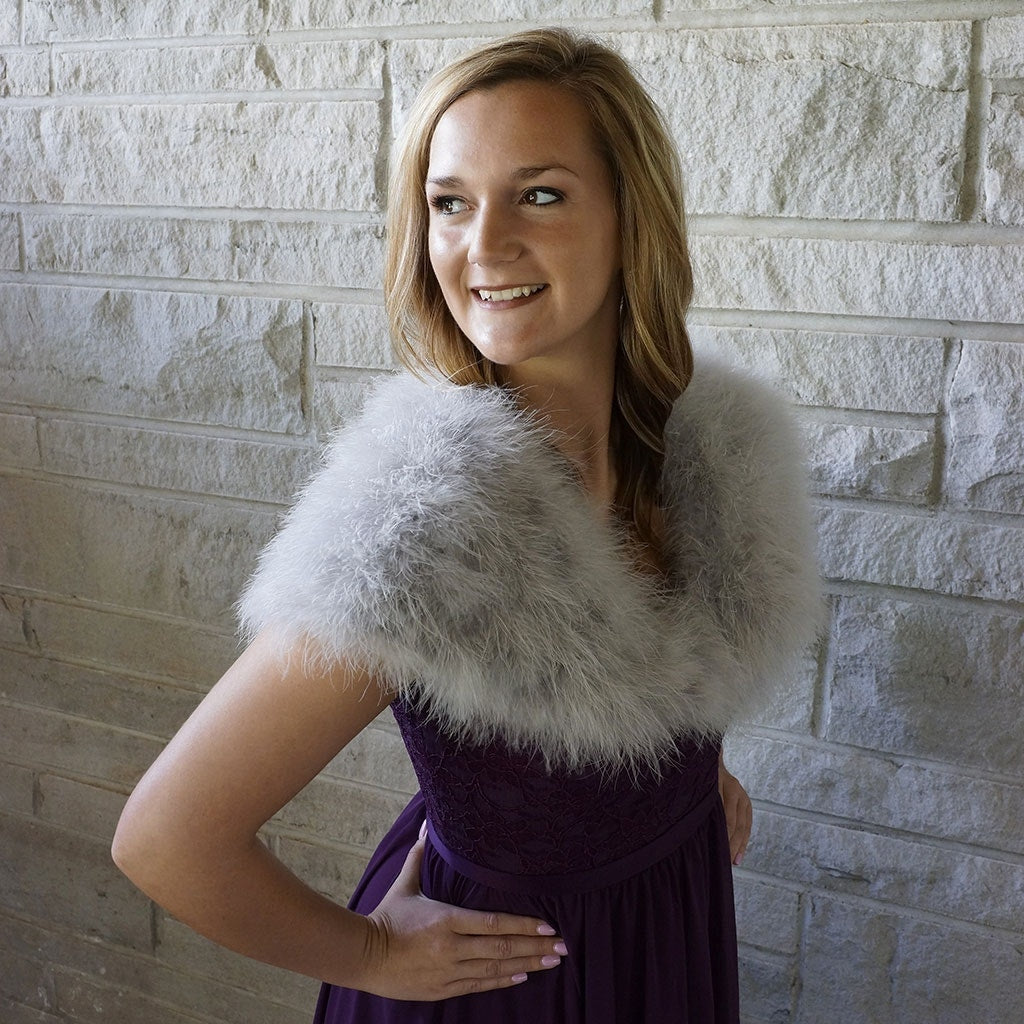 Marabou Feather Shawl w/Hook Grey