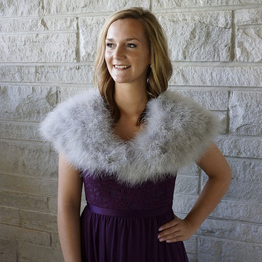 Marabou Feather Shawl w/Hook Grey