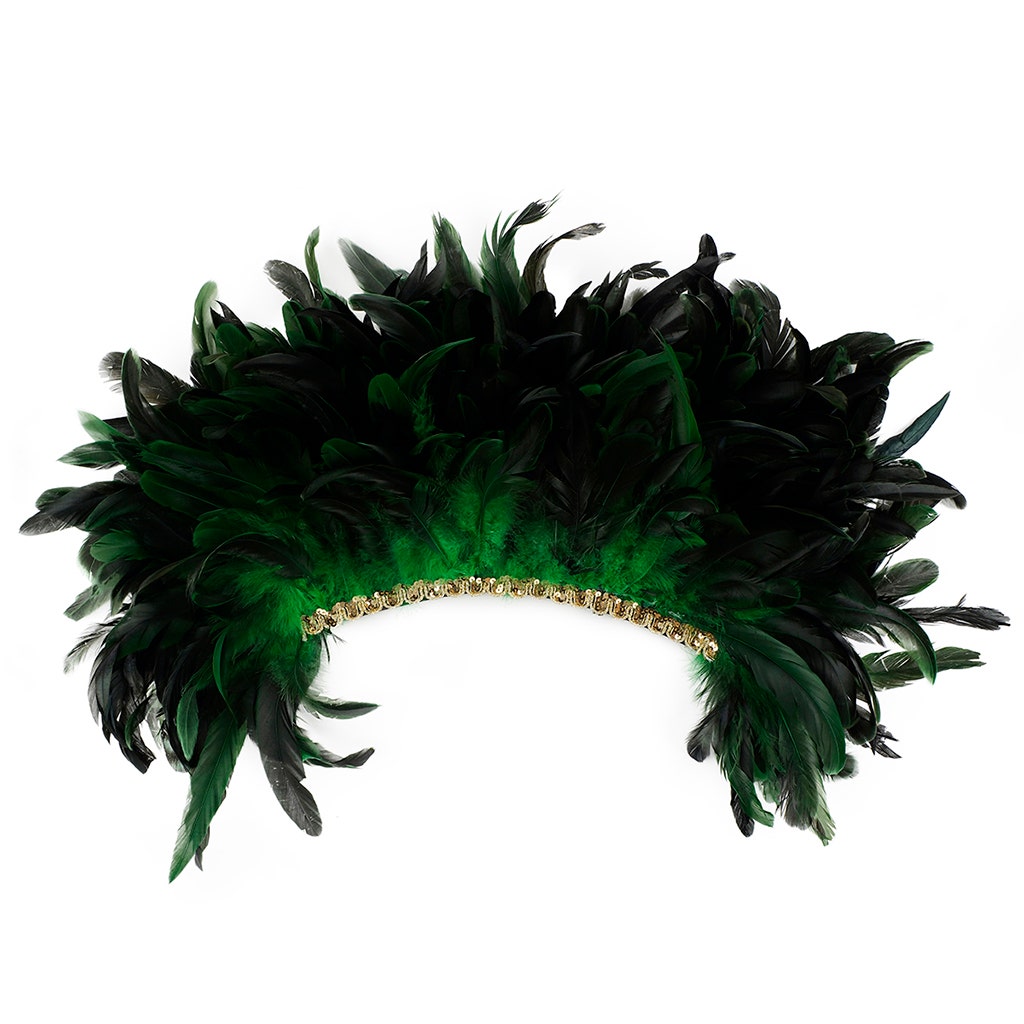 Spirit Carnival Feather Headdress - Kelly Green