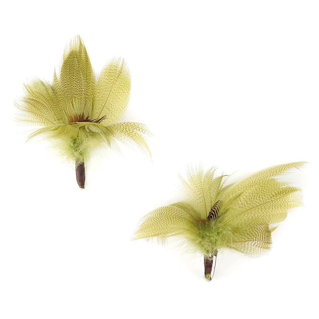 Feather Corsage w/Duck Mallard - Fl Chartreuse