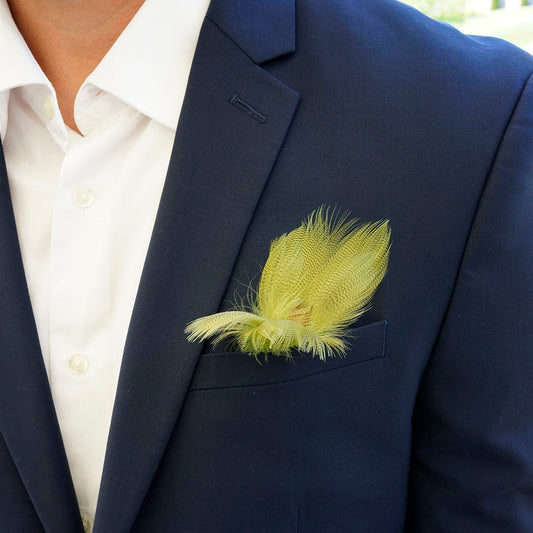 Feather Corsage w/Duck Mallard - Fl Chartreuse