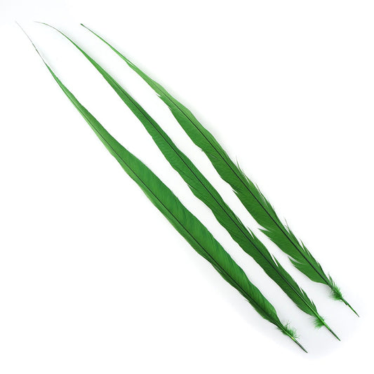 BGP30B Golden Pheasant Tails 25-30" Bleached & Dyed (3 Pieces Per Package) Kelly
