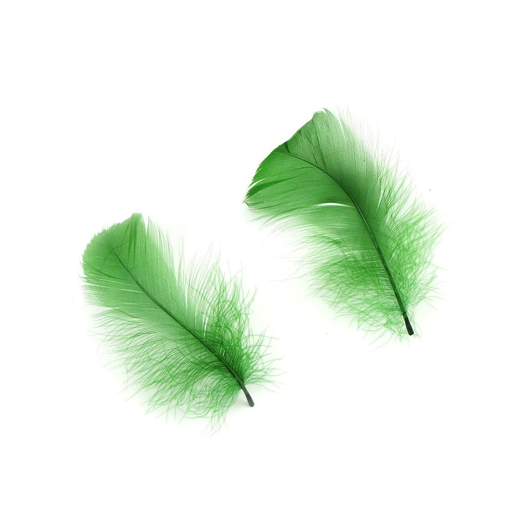 Kelly Green Loose Goose Coquille Feathers 3-5 inch