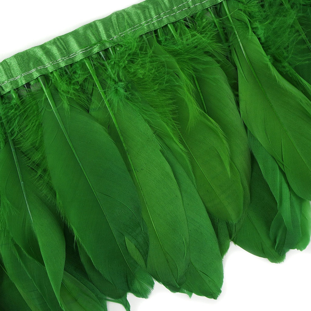 Parried Goose Pallet Feather Fringe - 6" - 1yd Kelly