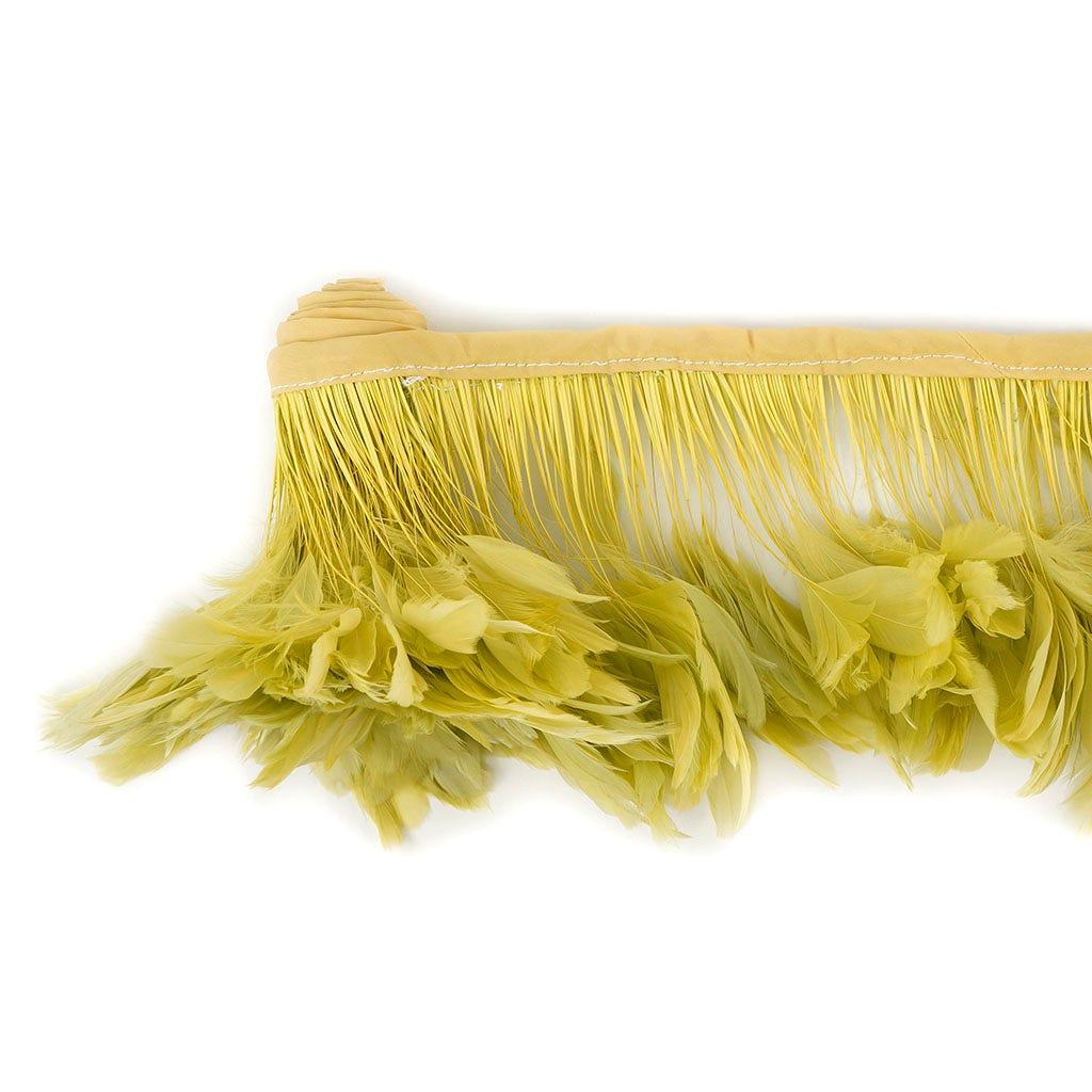 Stripped White-Dyed Coque Fringe - Celery