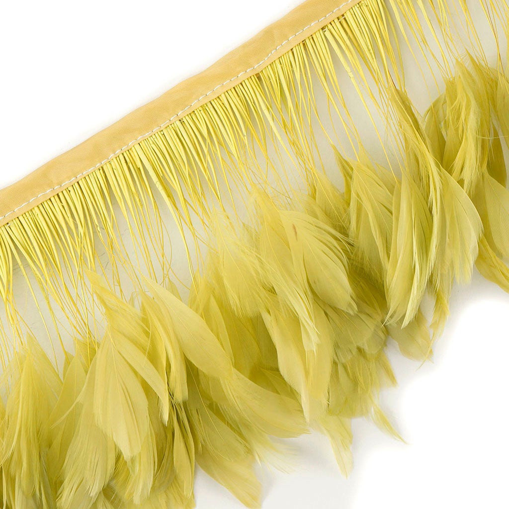Stripped White-Dyed Coque Fringe - Celery