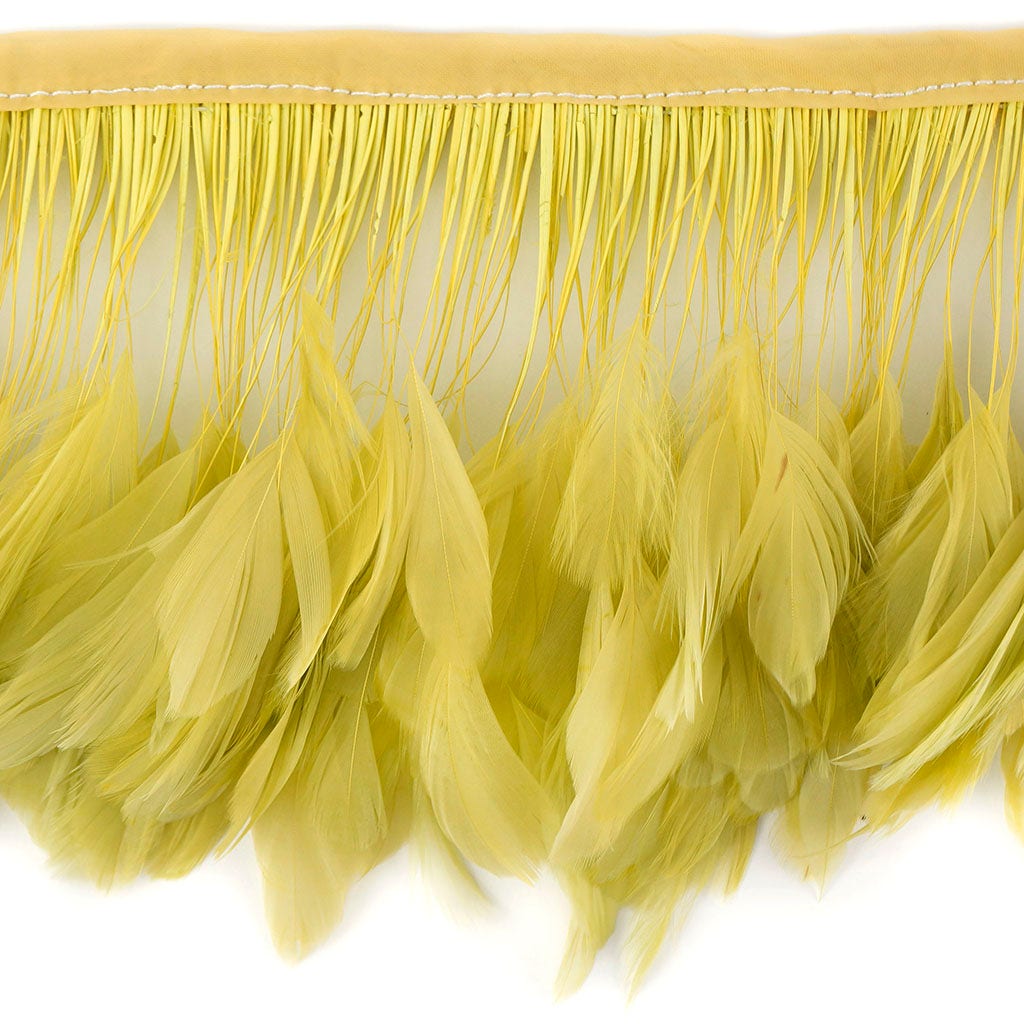 Stripped White-Dyed Coque Fringe - Celery