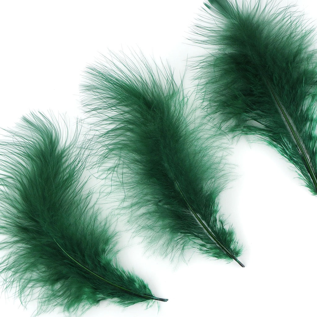Loose Turkey Marabou Feathers 3-8" Dyed - Hunter Green
