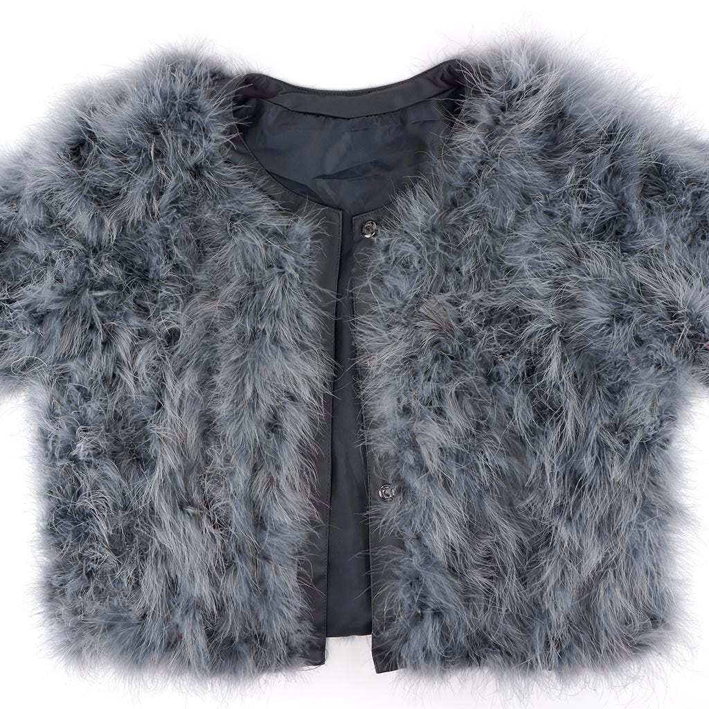 Cropped Marabou Jacket Dark Grey