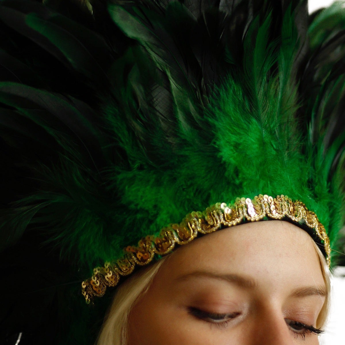 Spirit Carnival Feather Headdress - Kelly Green