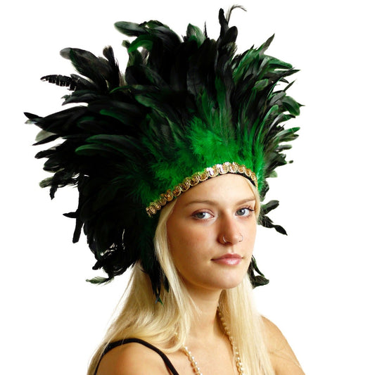 Spirit Carnival Feather Headdress - Kelly Green