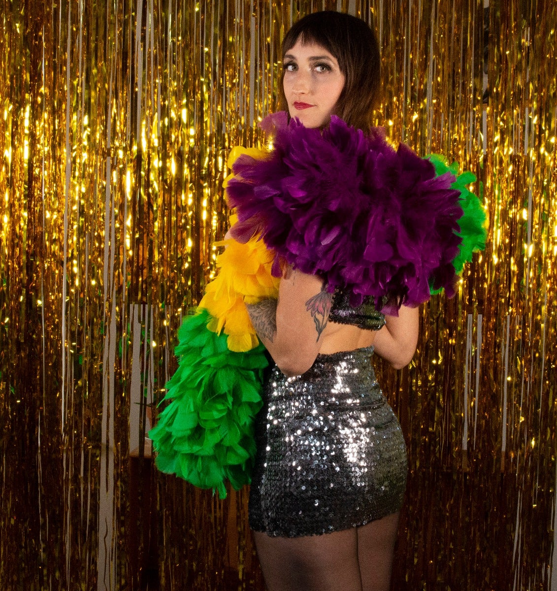 Turkey Feather Boa 10-14" - Sectional Mardi Gras