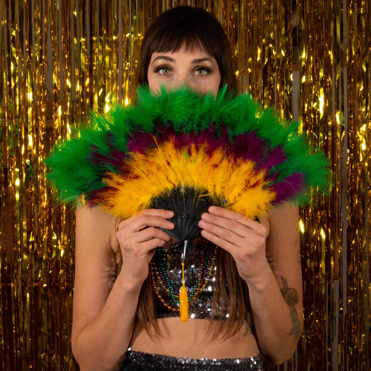 Marabou Feather Fan Multi Color - Mardigras Mix