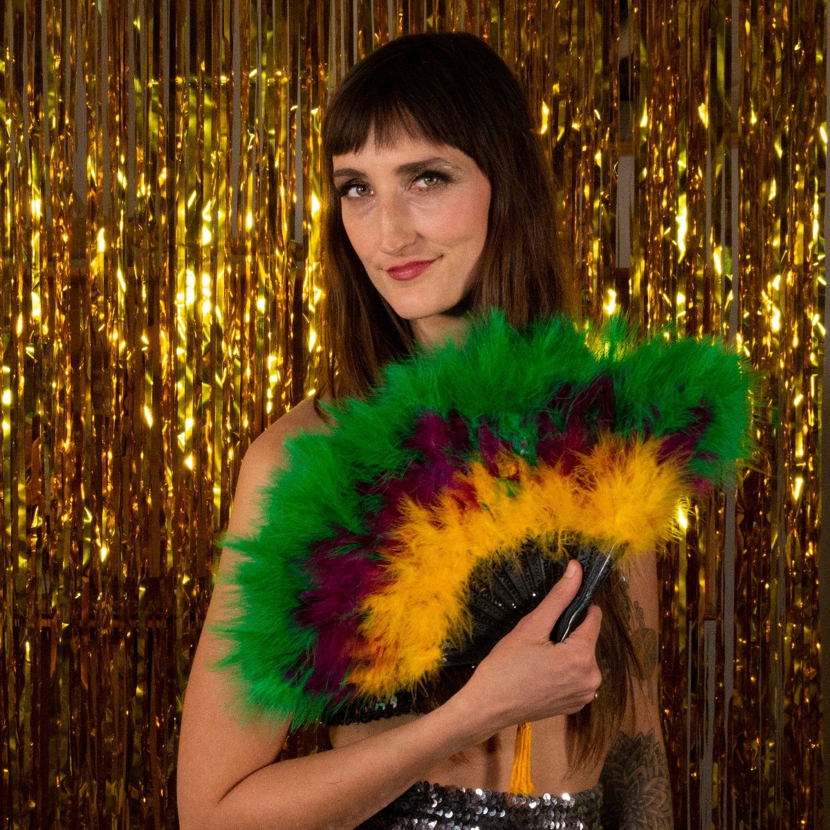 Marabou Feather Fan Multi Color - Mardigras Mix