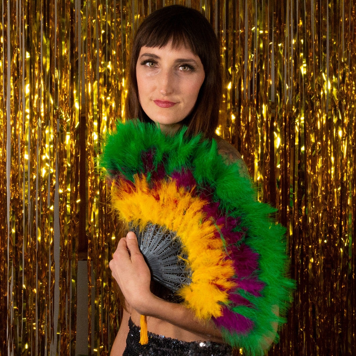 Marabou Feather Fan Multi Color - Mardigras Mix