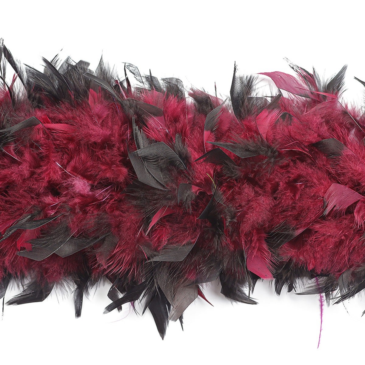 Tipped Chandelle Feather Boa - Heavyweight - Burgundy/Black