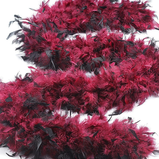 Tipped Chandelle Feather Boa - Heavyweight - Burgundy/Black