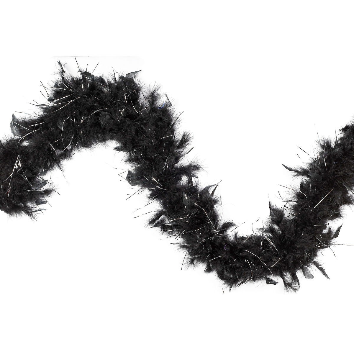 Chandelle Feather Boa - Medium Weight - Black/Silver Lurex