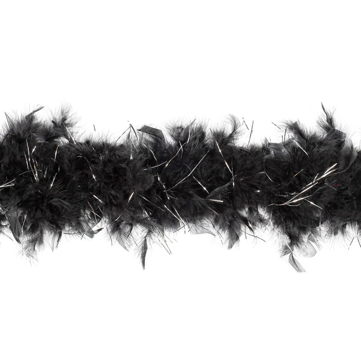 Chandelle Feather Boa - Medium Weight - Black/Silver Lurex