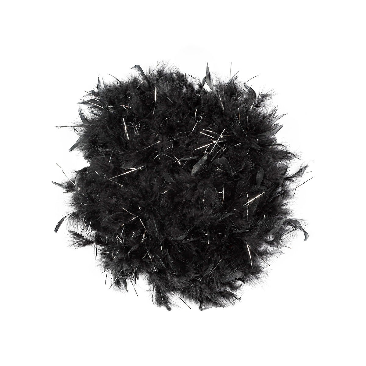 Chandelle Feather Boa - Medium Weight - Black/Silver Lurex