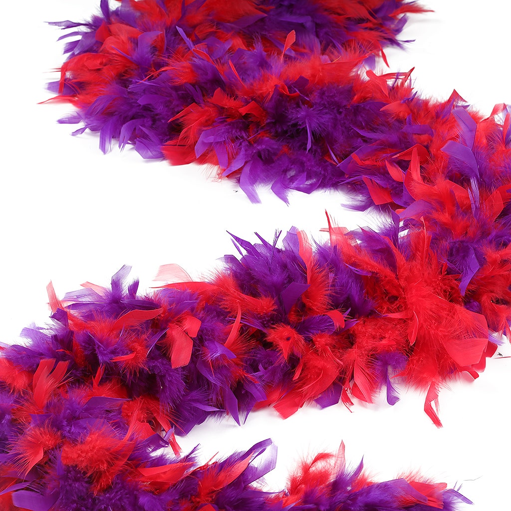 Multicolor Feather Boa - Heavyweight Chandelle - Red/Regal